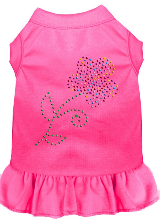 Rhinestone Multi Flower Dress Bright Pink Sm